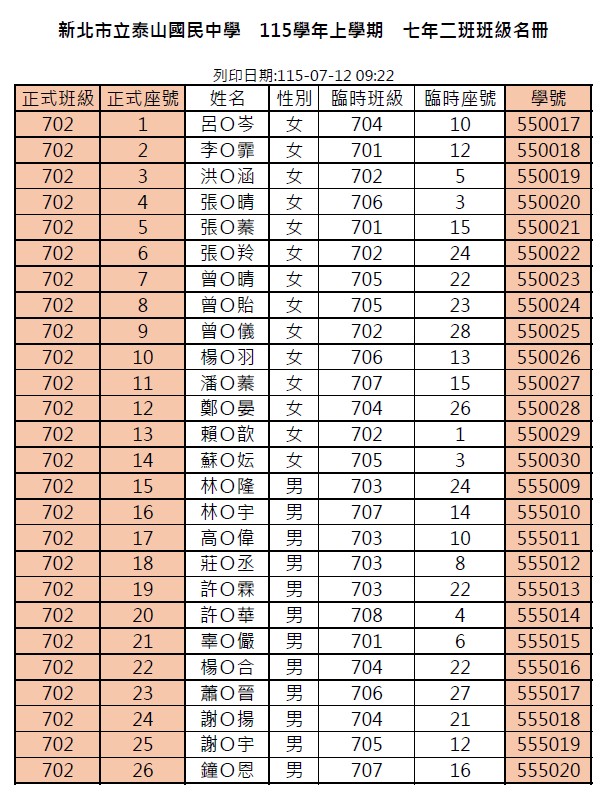 115學年度701班級名冊