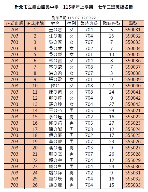 115學年度703班級名冊
